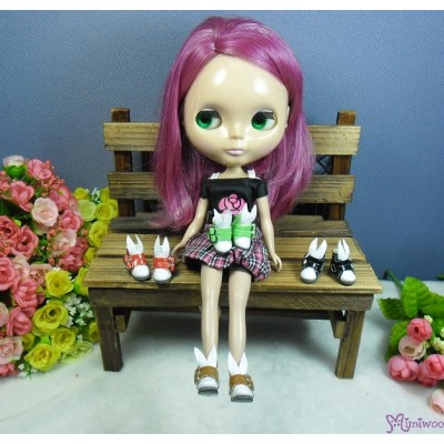 1/6 Bjd Doll Shoes Bunny Ear Buckle Boots Green SHP192GRN